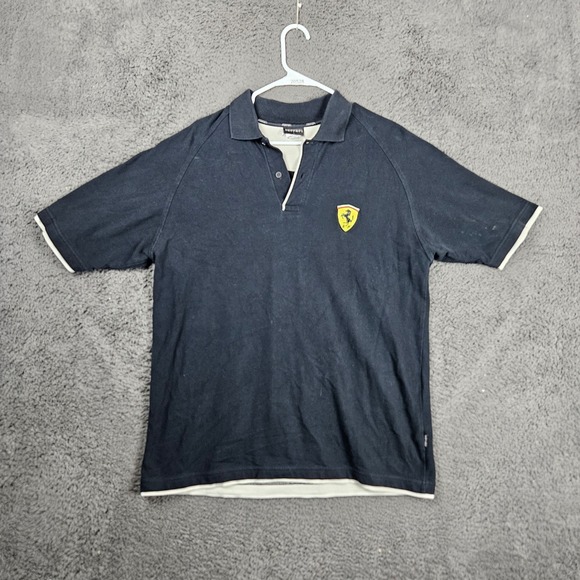 Ferrari Other - Ferrari Mens Navy Blue‎ Short Sleeve Polo Shirt SF Shield Logo Size L